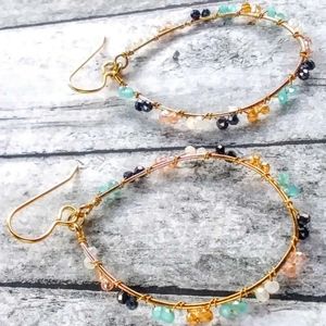 Handmade Wired Crystal Bead Earrings